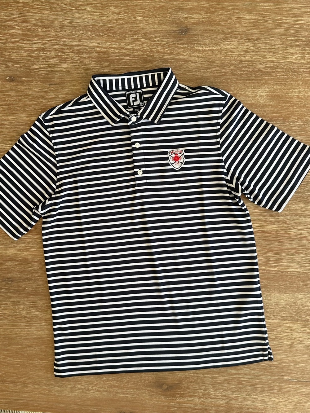 FootJoy Boys’ Navy and White Horizontal Stripe Polo Shirt XL